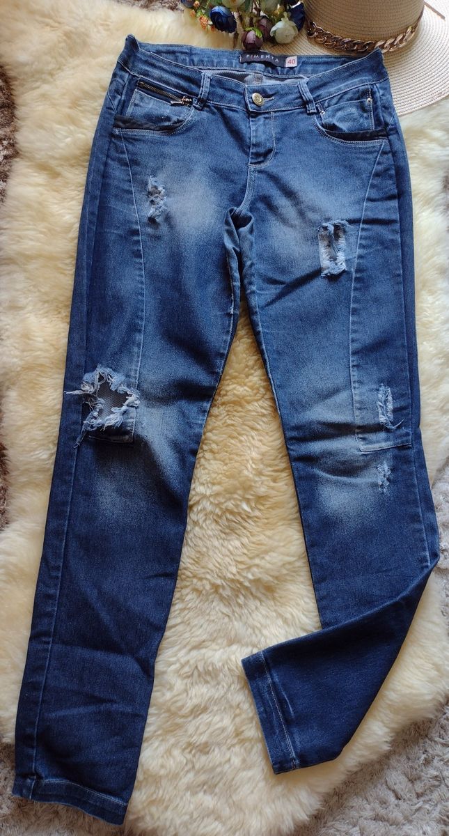 CALÇA JEANS FEMININA DESTROYED - Loja Mel e Pimenta