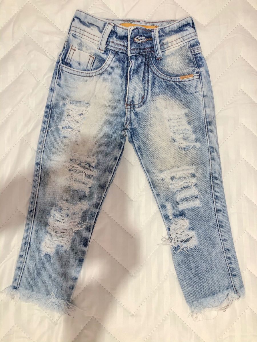 calça jeans destroyed infantil