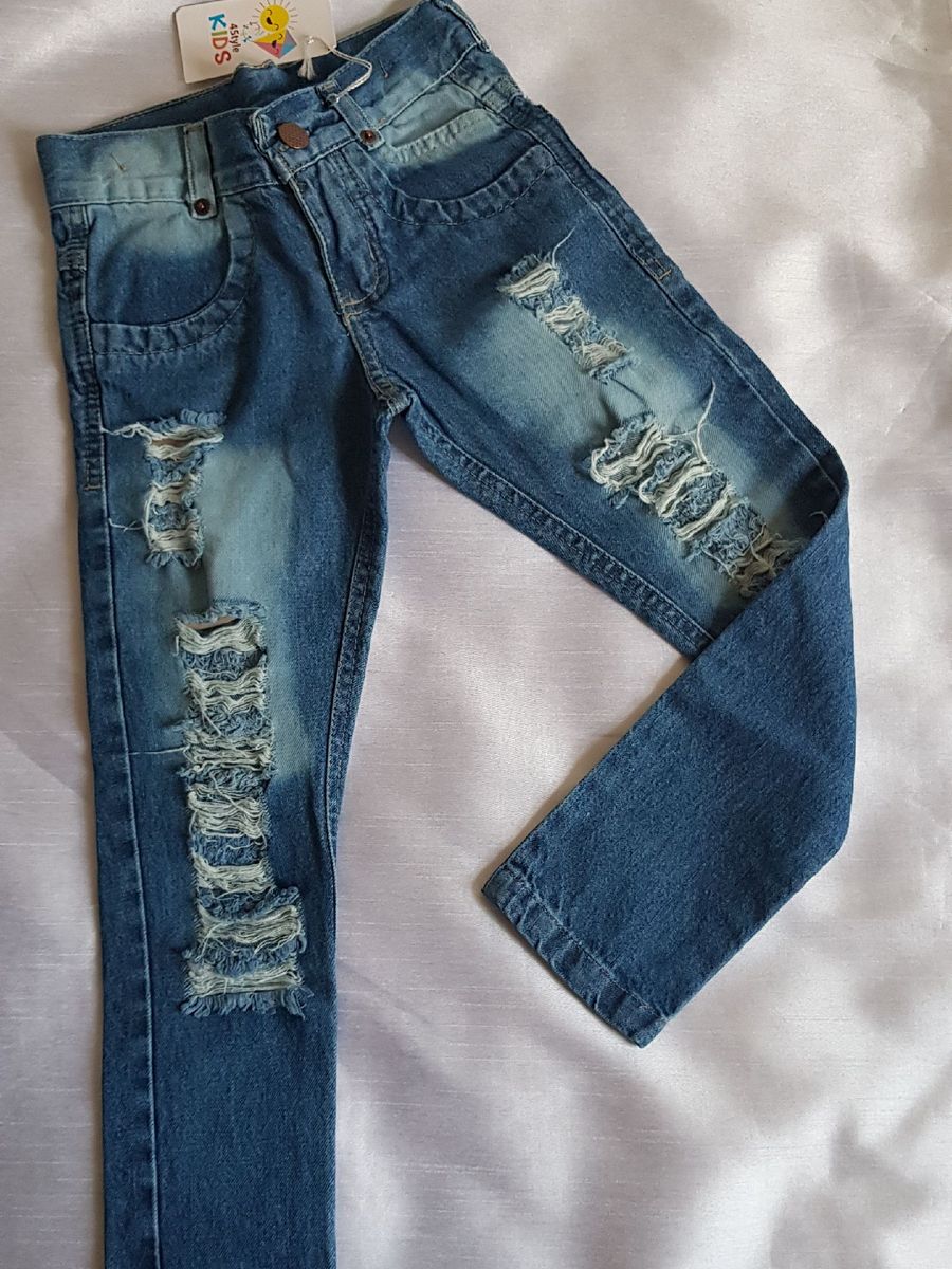 calça jeans destroyed infantil