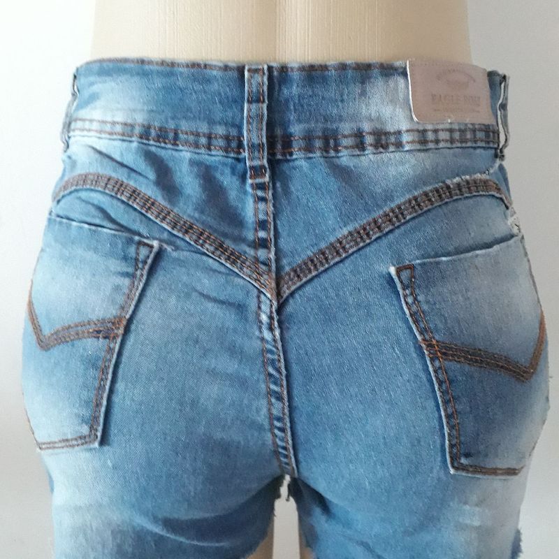 Shorts Jeans Rasgato com Detalhe No Bolso, Shorts Feminino American Eagle  Usado 72739730