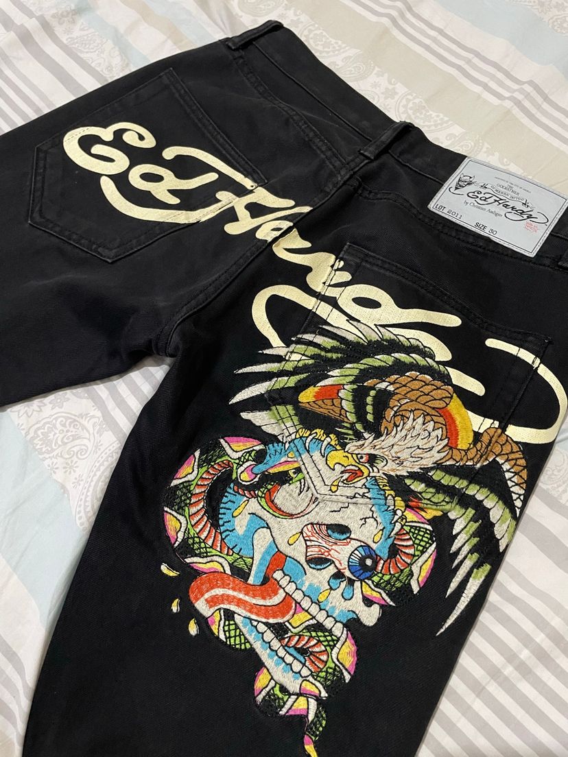 Calça Jeans Ed Hardy Battle Skull | Calça Masculina Ed Hardy Usado ...