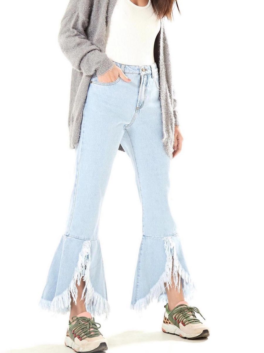 calça jeans flare farm