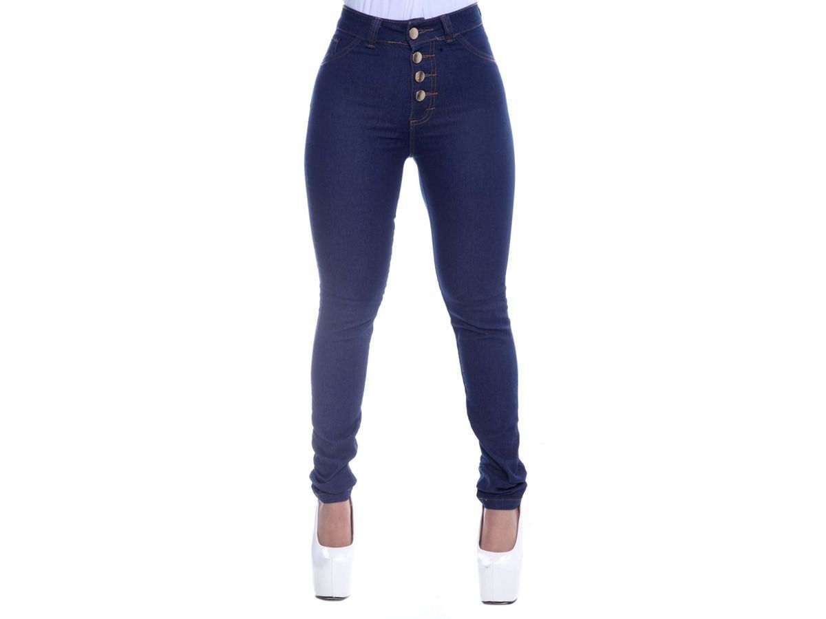 calça jeans cintura alta com botoes