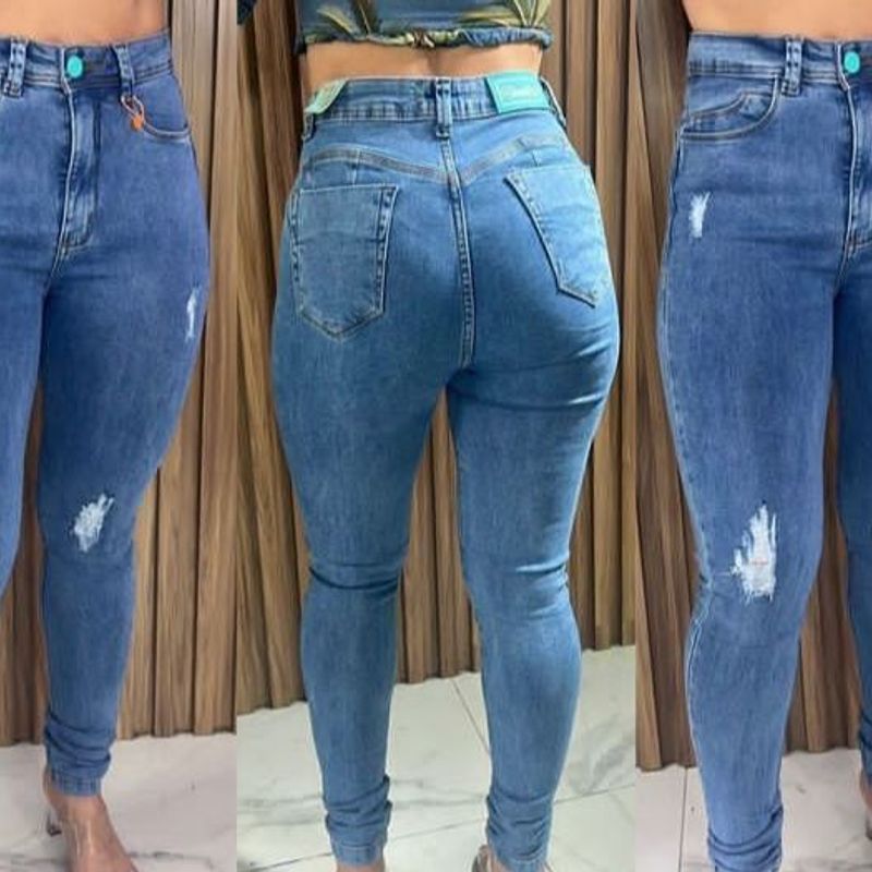Calça Jeans Feminina com Lycra Cós Alto Cintura Alta Levanta Bumbum Premium  | Calça Feminina Azael Nunca Usado 65238179 | enjoei