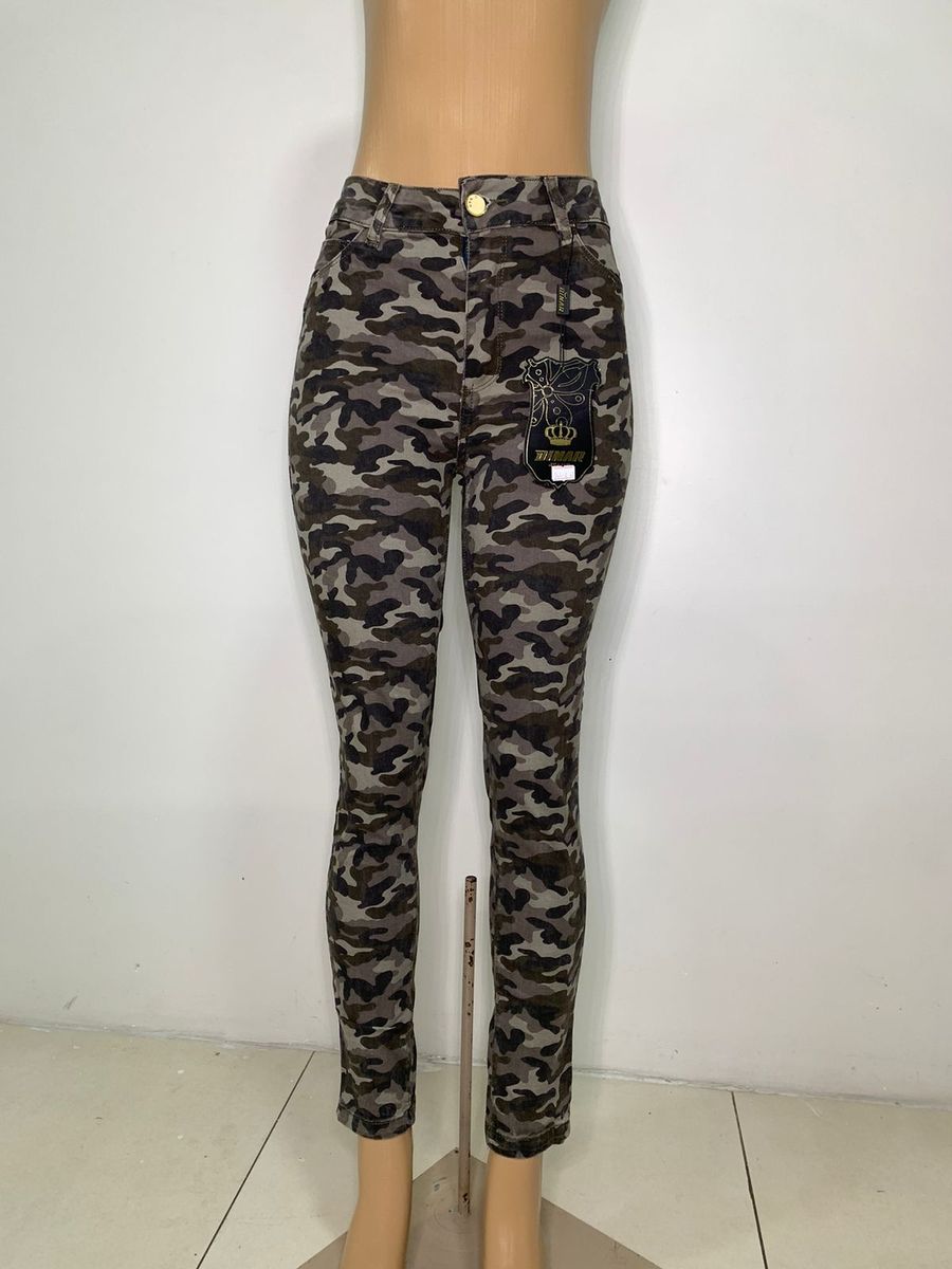 Calça jeans 2024 feminina camuflada