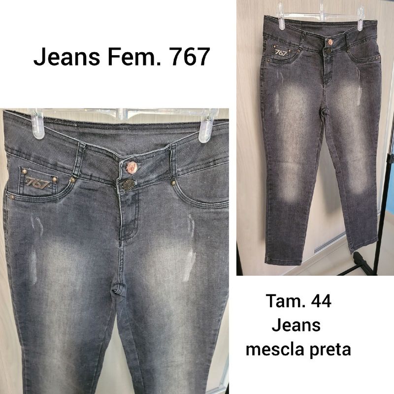 Calça Jeans Feminina Cintura Alta Denin Preto Reta com Lycra Marca 767 Tam  44 Calça Feminina 767 Usado 71935748 enjoei