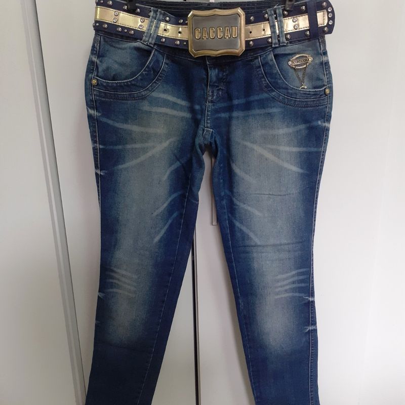 Calça Jeans Feminina com Cinto/ Caccau Calça Feminina Caccau Jeans Usado  90651539 enjoei