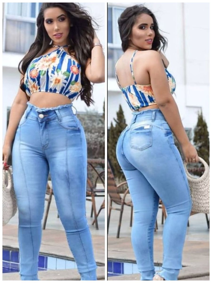 Calça Skinny Feminina Jeans Com Licra Cintura Alta Levanta Bumbum 13 -  Kaena Multimarcas