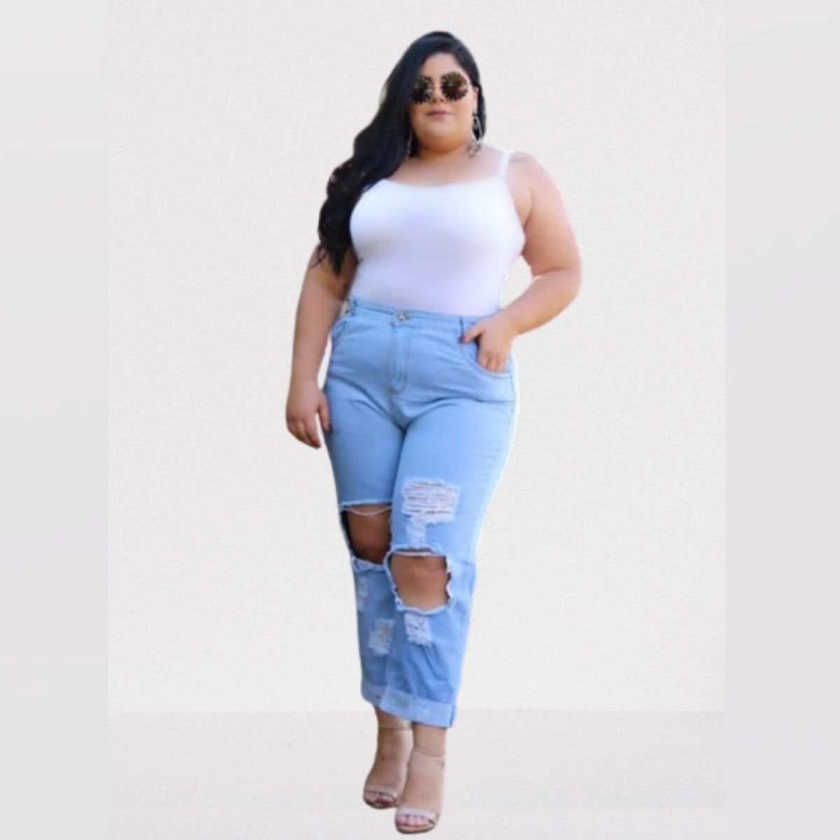 Calças jeans cintura alta best sale plus size