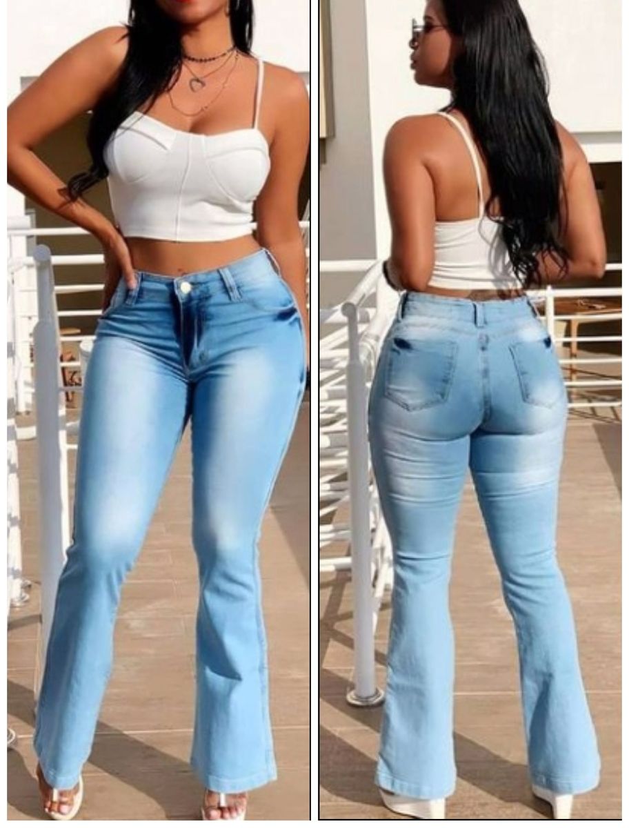 Calça jeans store da boca larga