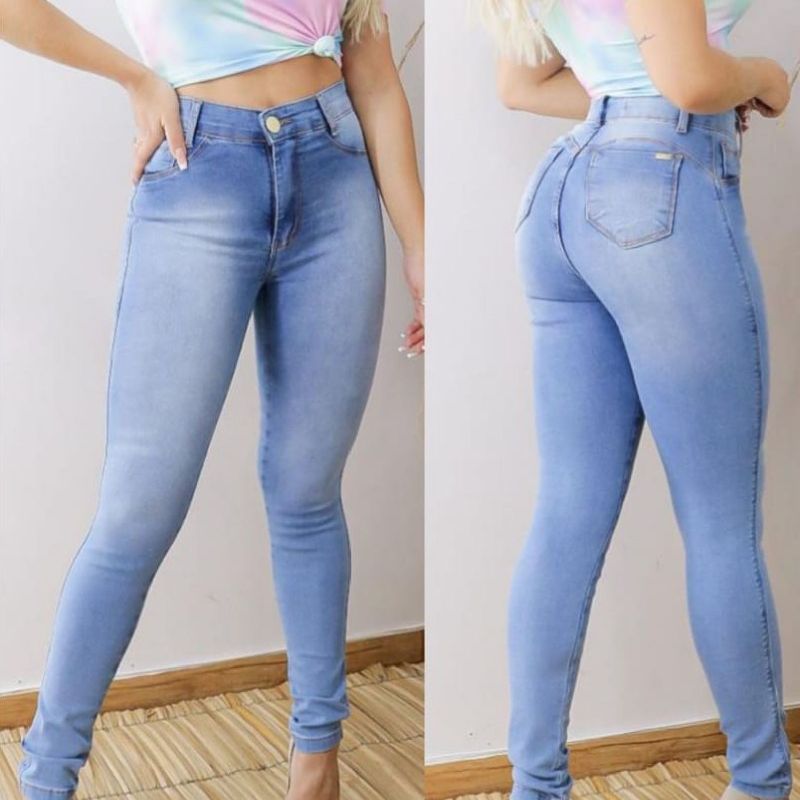 Calça Jeans Feminina Skinny com Lycra Cós Alto Cintura Alta Levanta Bumbum, Calça Feminina Azael Nunca Usado 65227821