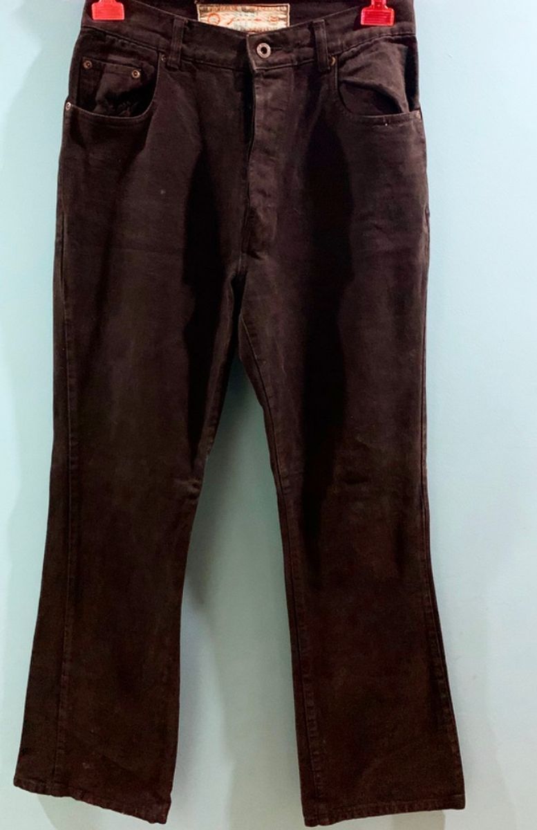 calça jeans flare preta cintura alta