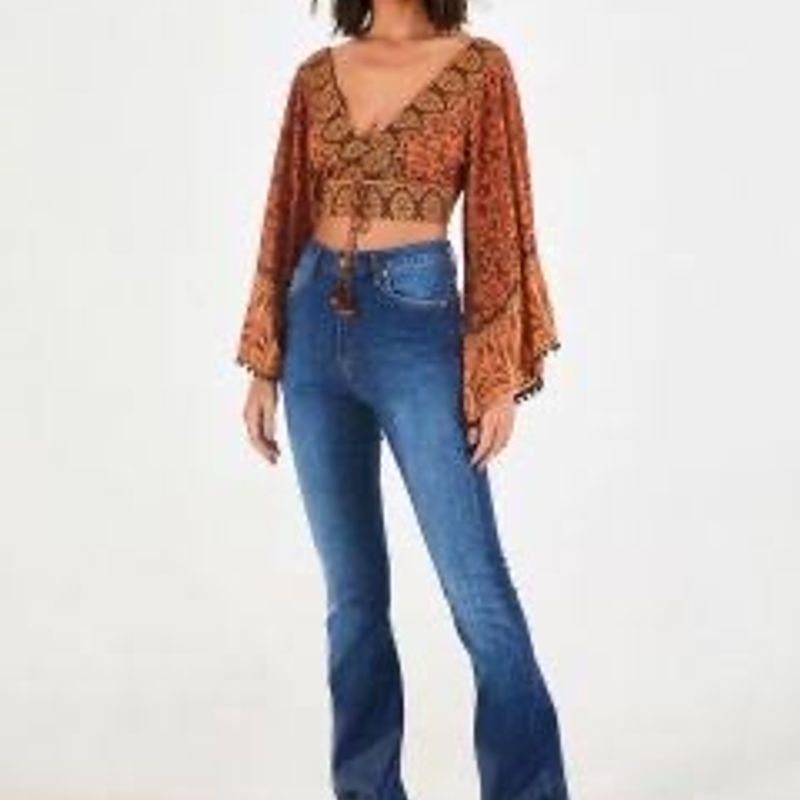 Calça jeans best sale flare farm