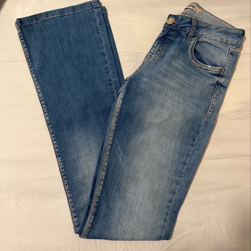 Calça jeans best sale feminina trama