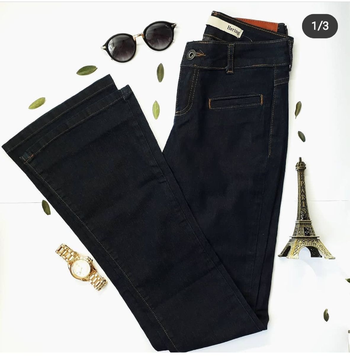 calça jeans flare hering