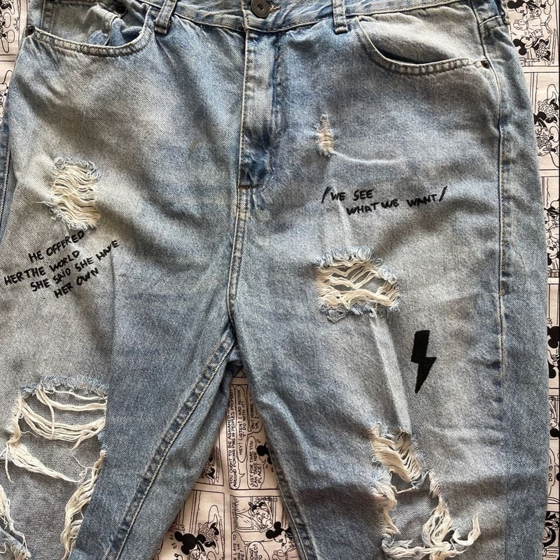 Calça Jeans Masculina Customizada Calça Feminina Clock House Usado  90435519 enjoei