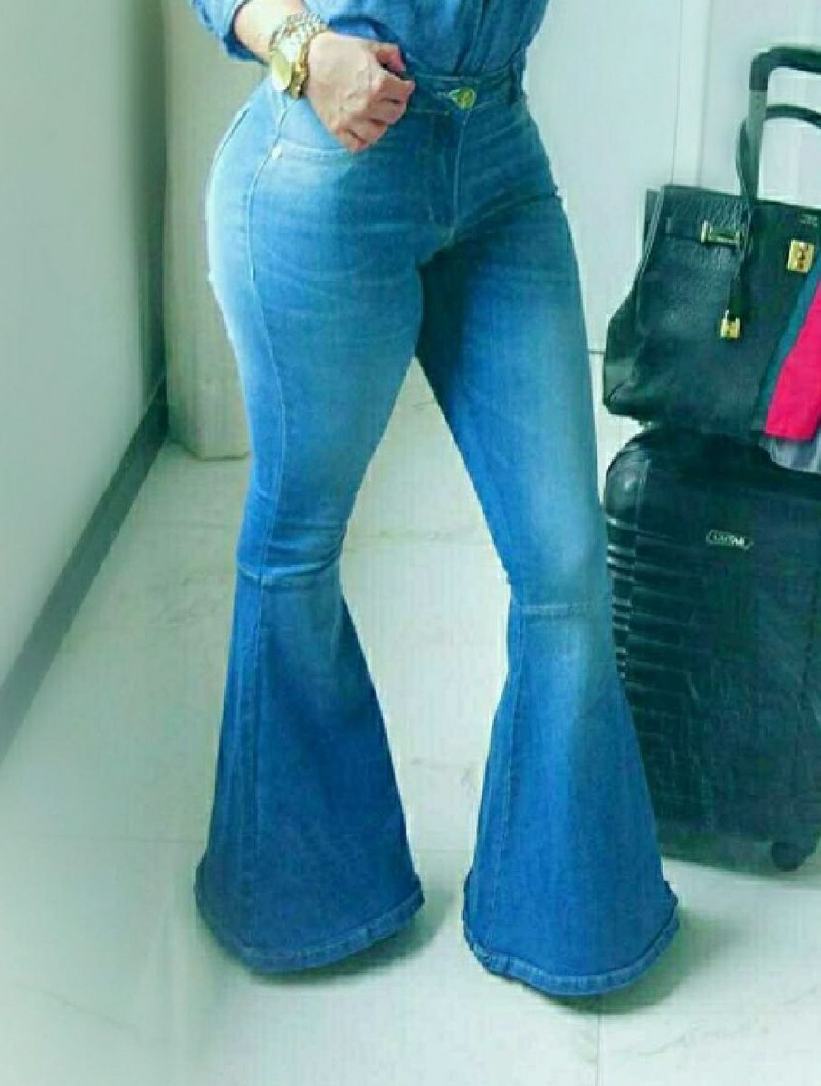 calça mega flare jeans