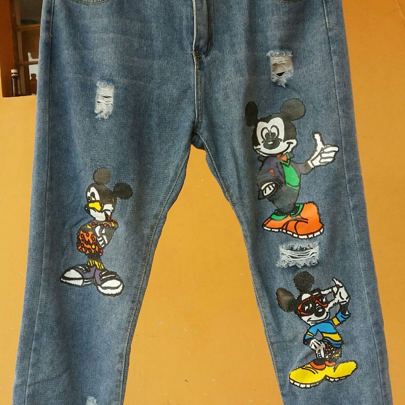 Calça jeans mickey store feminina