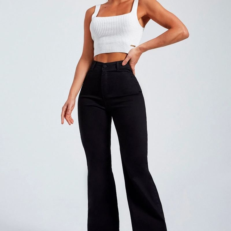 Calça Jeans Modeladora Wide Leg Preta Que Não Desbota Tam. 42, Calça  Feminina Modab Usado 85237510