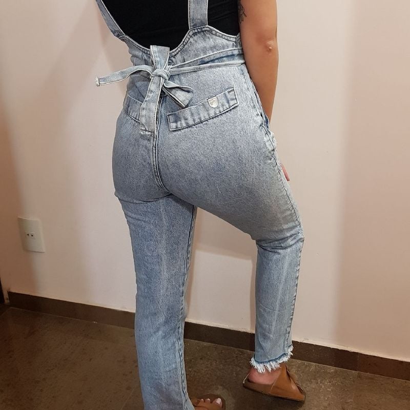 Calça shops jeans suspensório