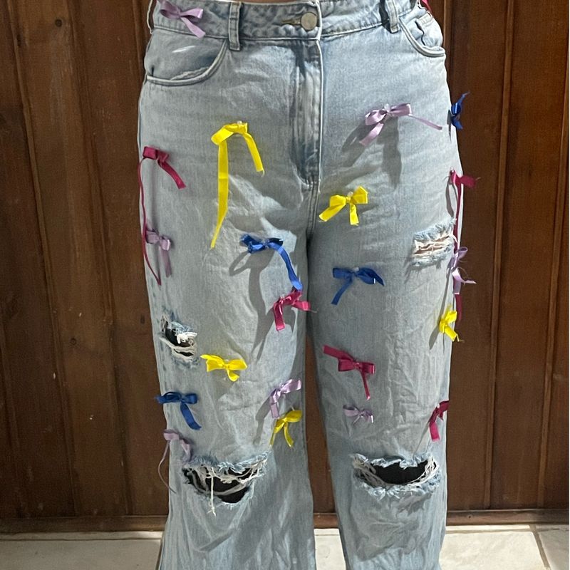 Calça Jeans Personalizada Festa Junina Calça Feminina Usado 108687235  enjoei