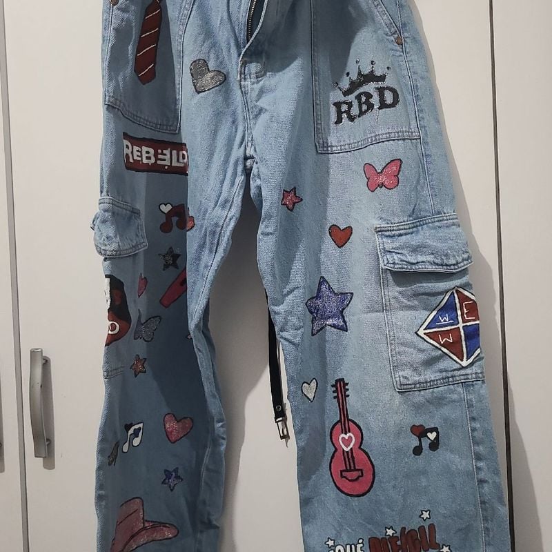 Calça Jeans Personalizada Rbd Calça Feminina Usado 97178007 enjoei