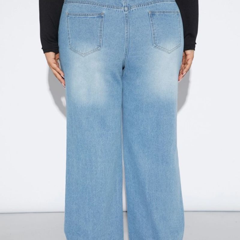 Jeans cintura alta e perna larga  Calça jeans para perna larga