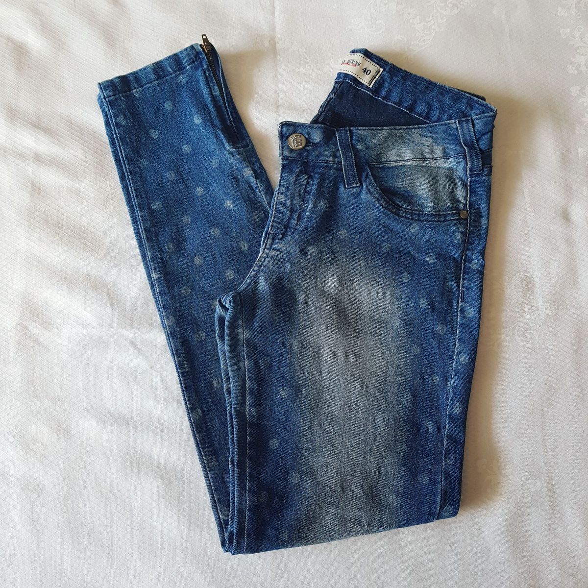 calça jeans poá - calças clock house