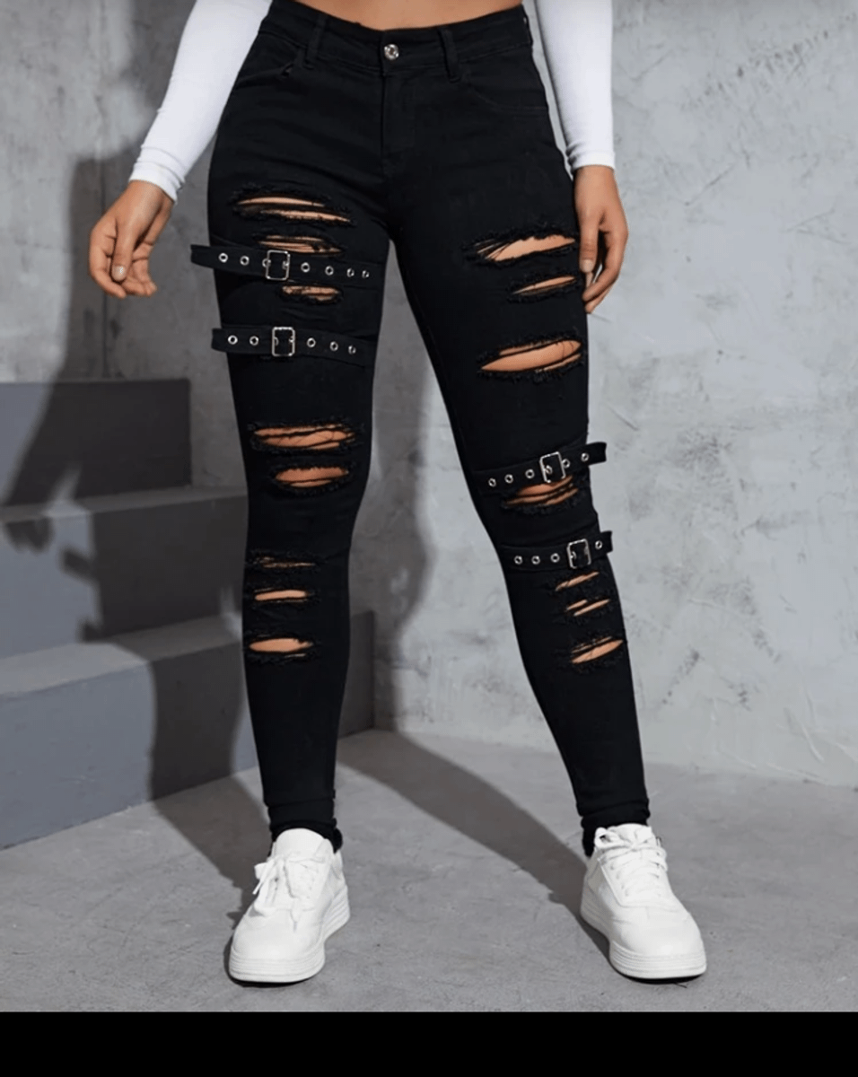 Calças jeans hot sale pretas femininas