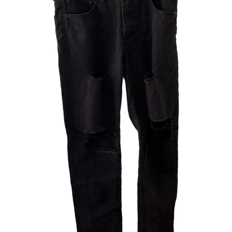 Calça jeans preta masculina rasgado best sale no joelho