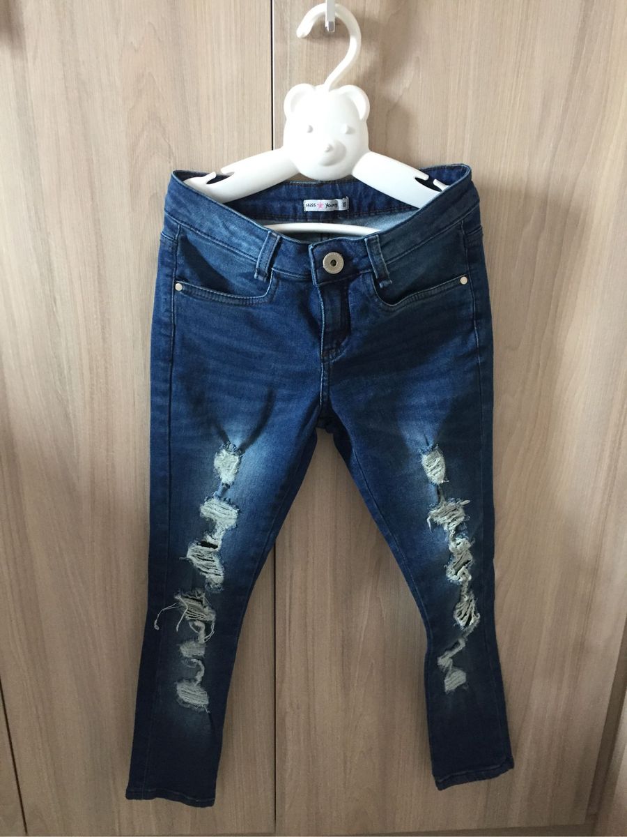 calça jeans infantil rasgada