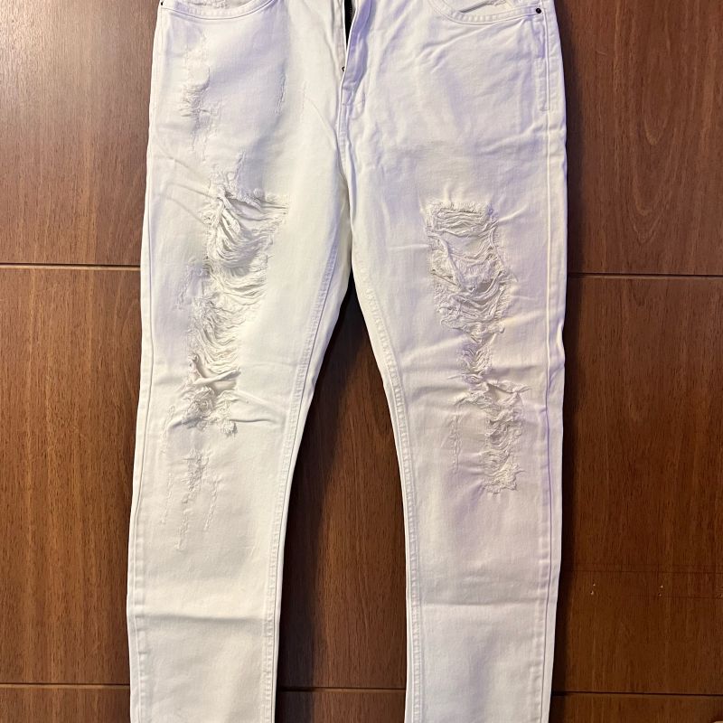 Calça Jeans Branca Masculina Rasgado Calça Jeans Rasgada Branca