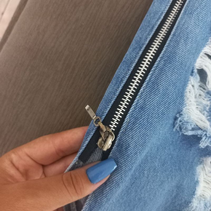 Jeans Rasgada CalÃ§a Jeans Com Ziper Lateral Calça Jeans Ziper