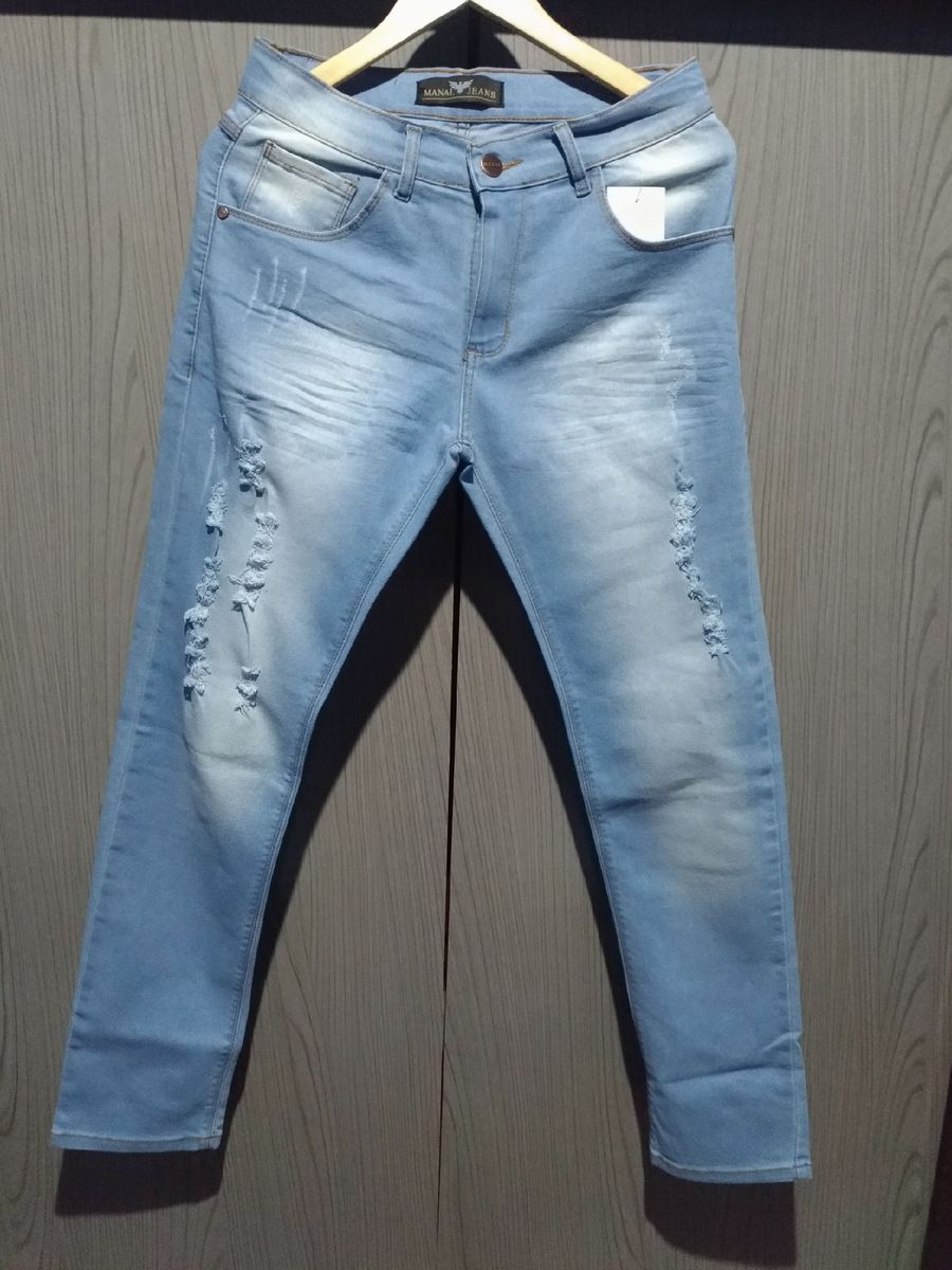 calça jeans rasgada masculina