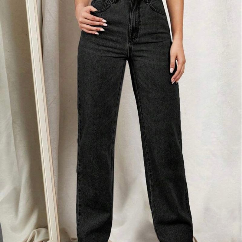 SHEIN Essnce Calça jeans reta cintura alta