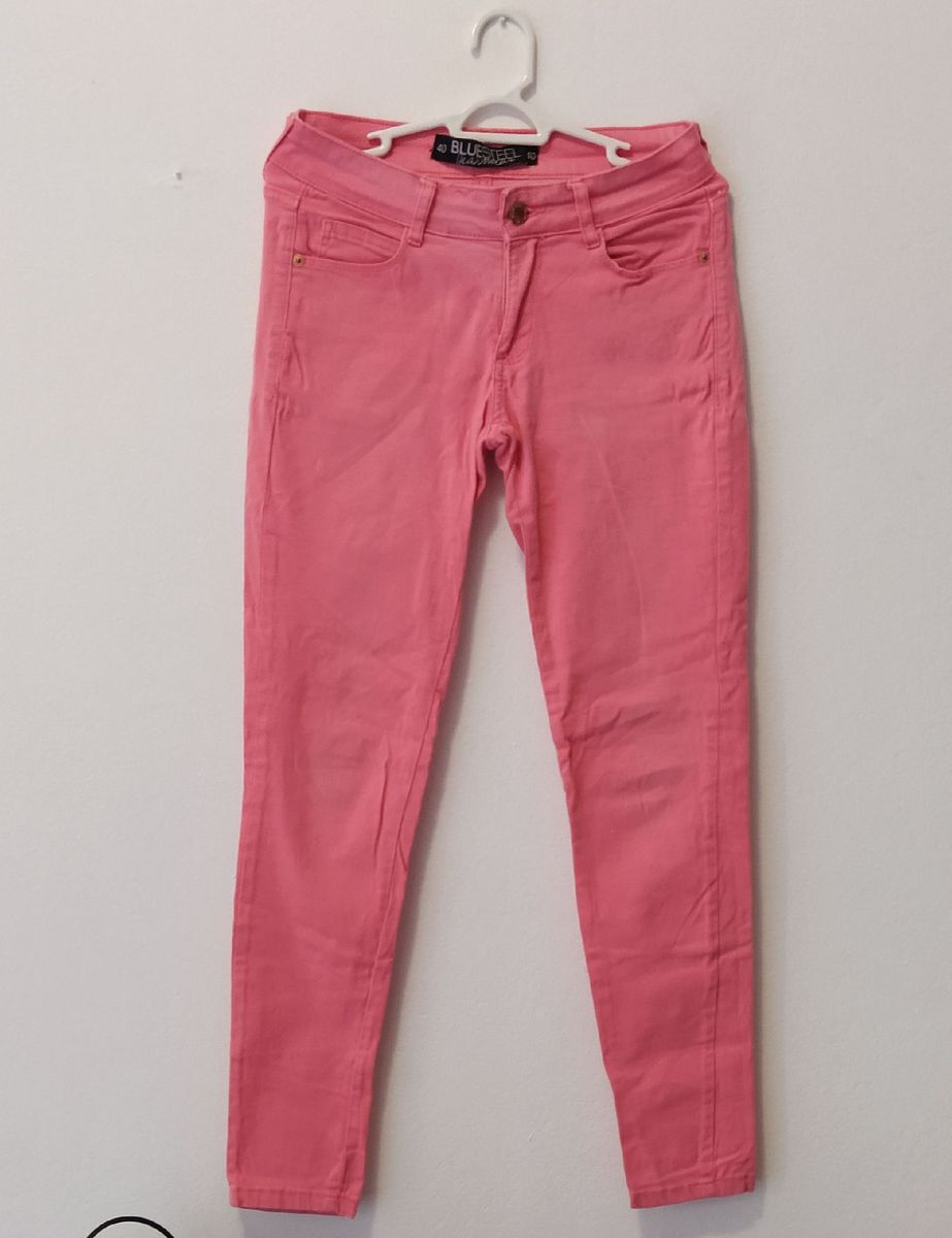 calca jeans rosa