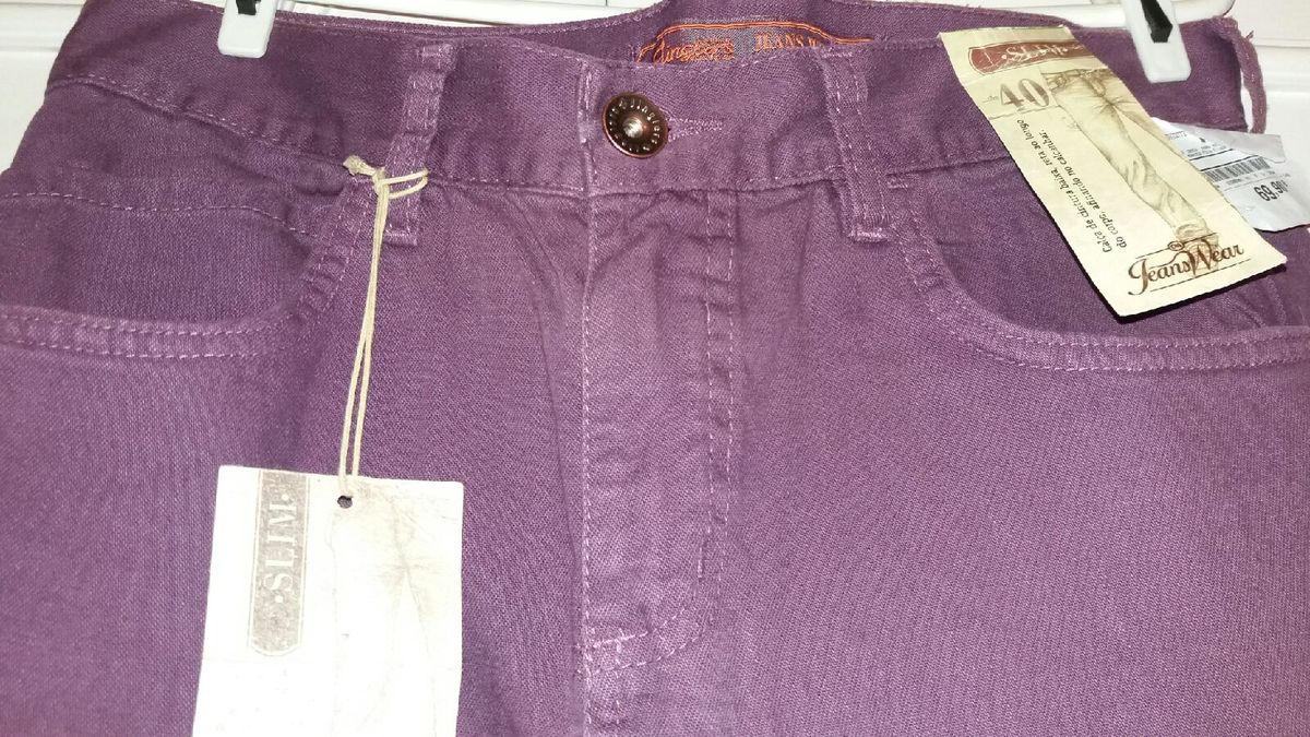 calça jeans roxa masculina