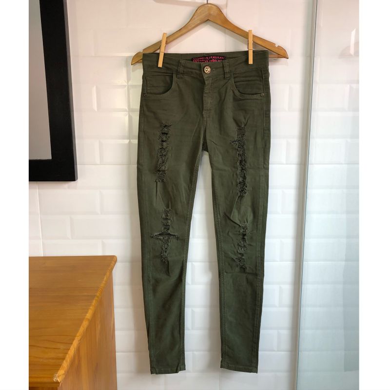 Calça verde militar hot sale destroyed