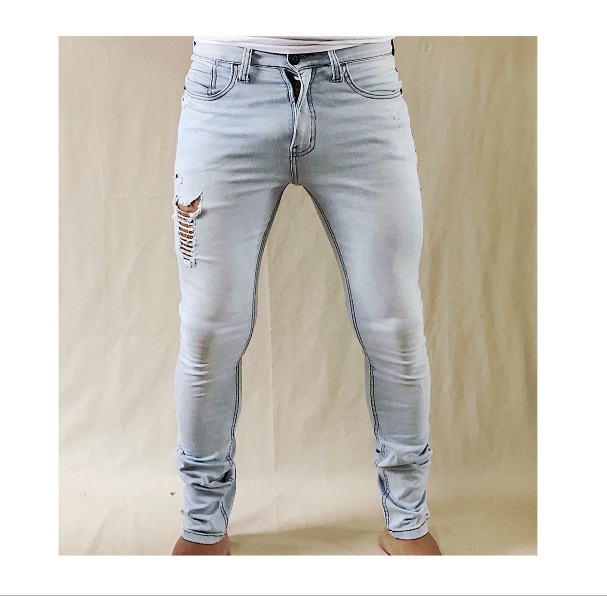 calça jeans preta masculina renner