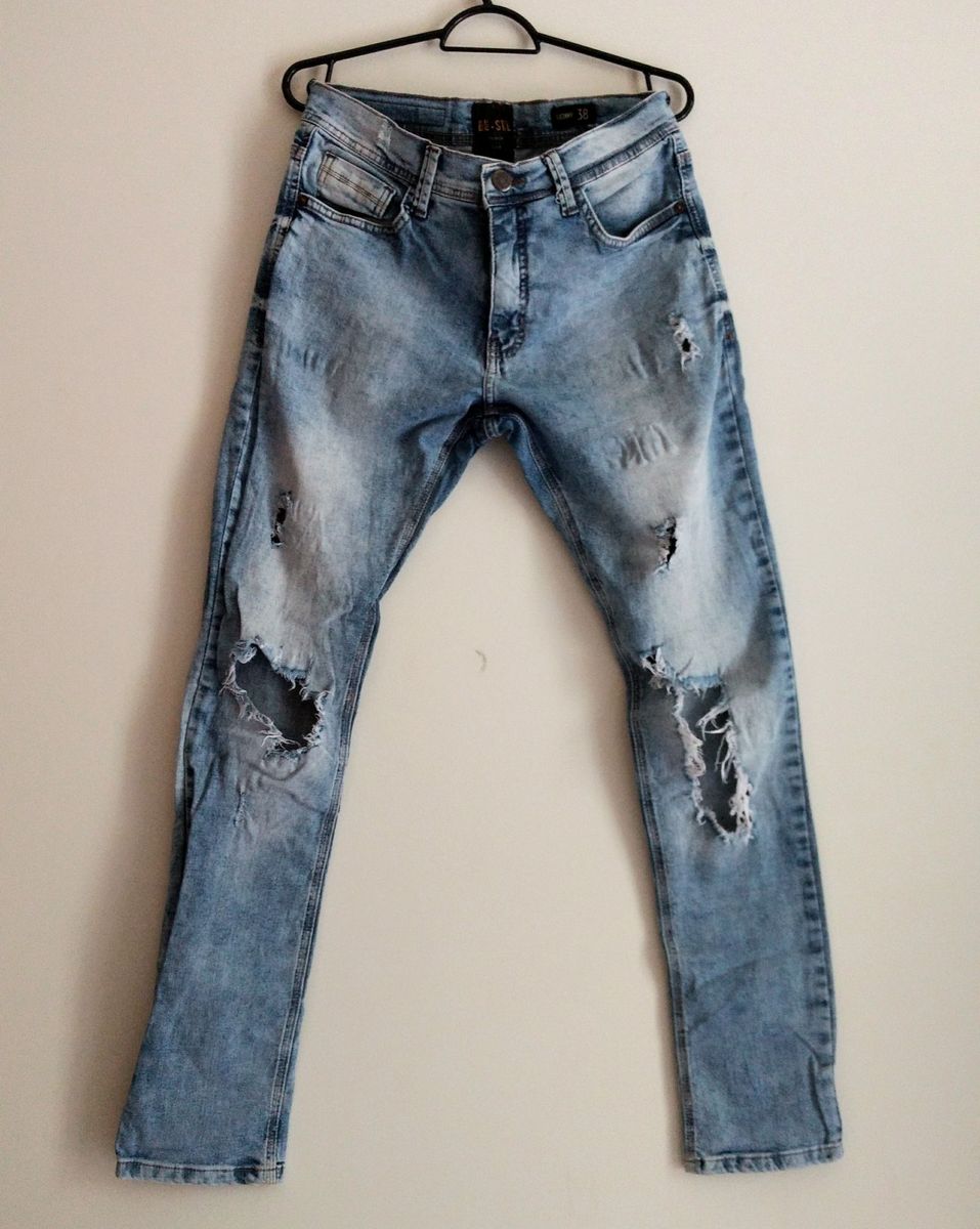 carriage Sweep Bridegroom Calça Jeans Skinny Destroyed Masculina | Calça Masculina Blue-Steel Usado  26537358 | enjoei