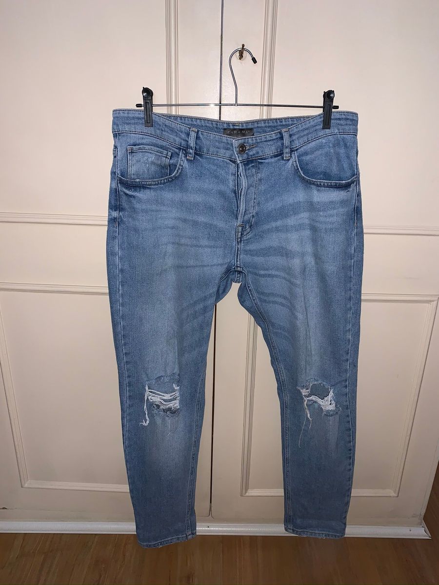 calça jeans rasgado masculino zara