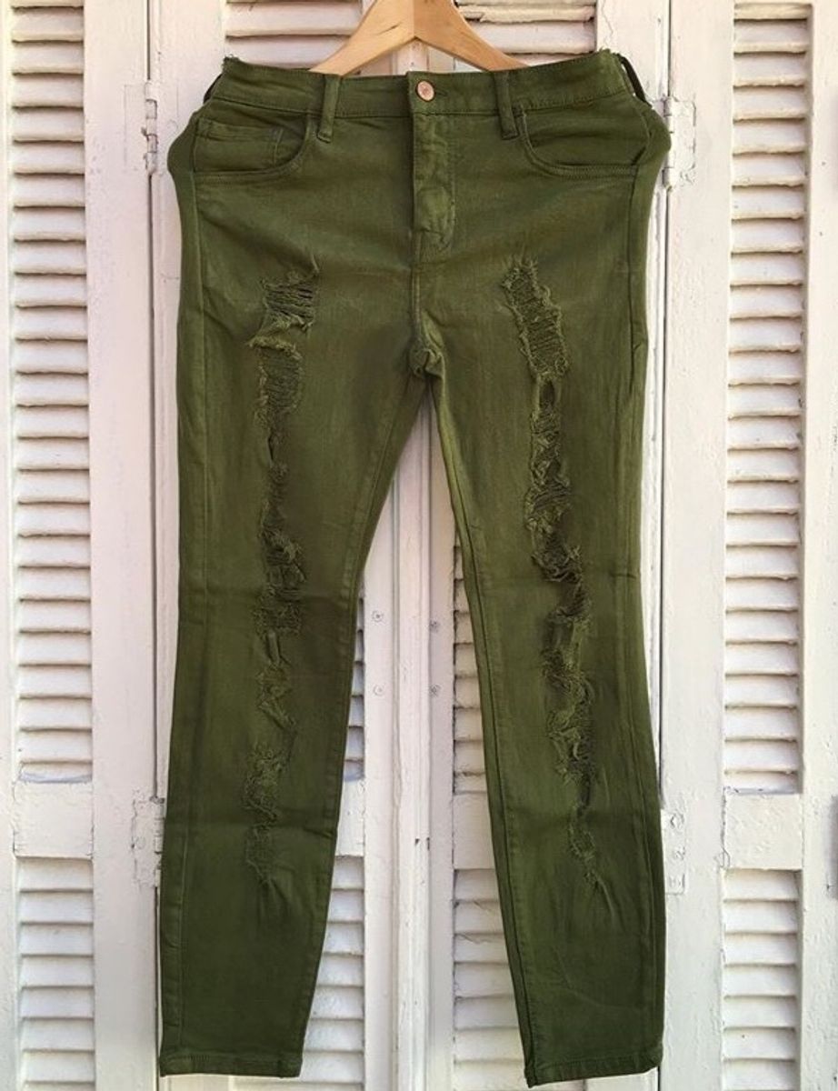 calça jeans feminina verde musgo