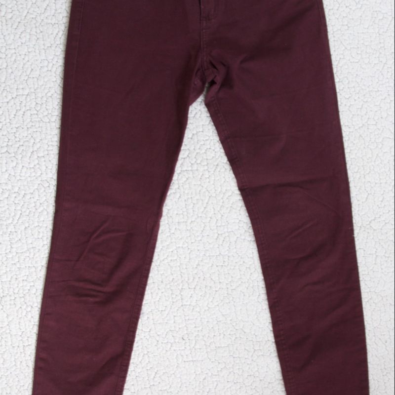 Calça jeans vinho feminina best sale cintura alta