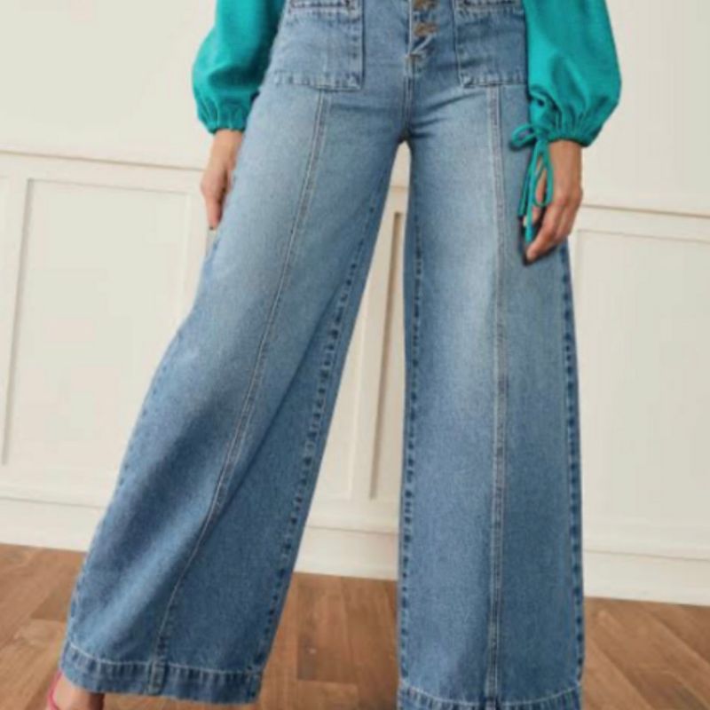 Calça Jeans Wide Leg Amaro Calça Feminina Amaro Usado 109367124 enjoei