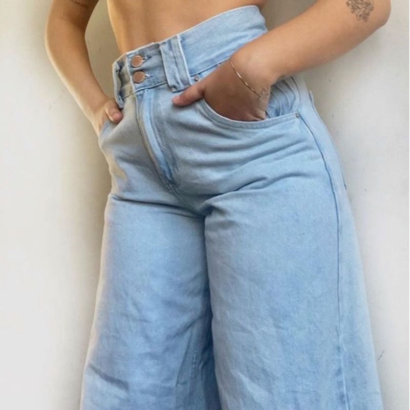 Calça Jeans Wide Leg Cintura Alta