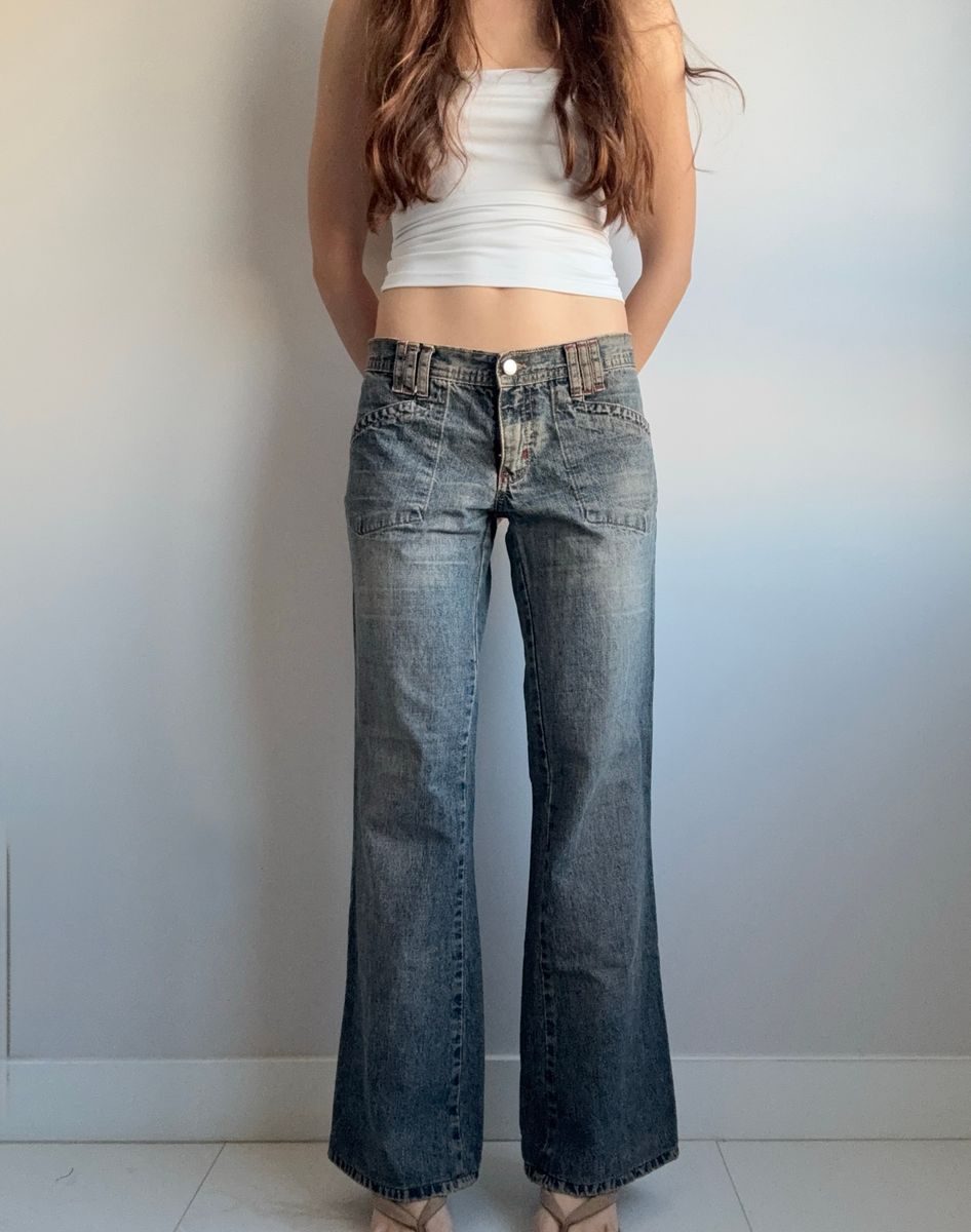 Calça Jeans Wide Leg Cintura Baixa Y2k | Calça Feminina Usado 152021623 ...