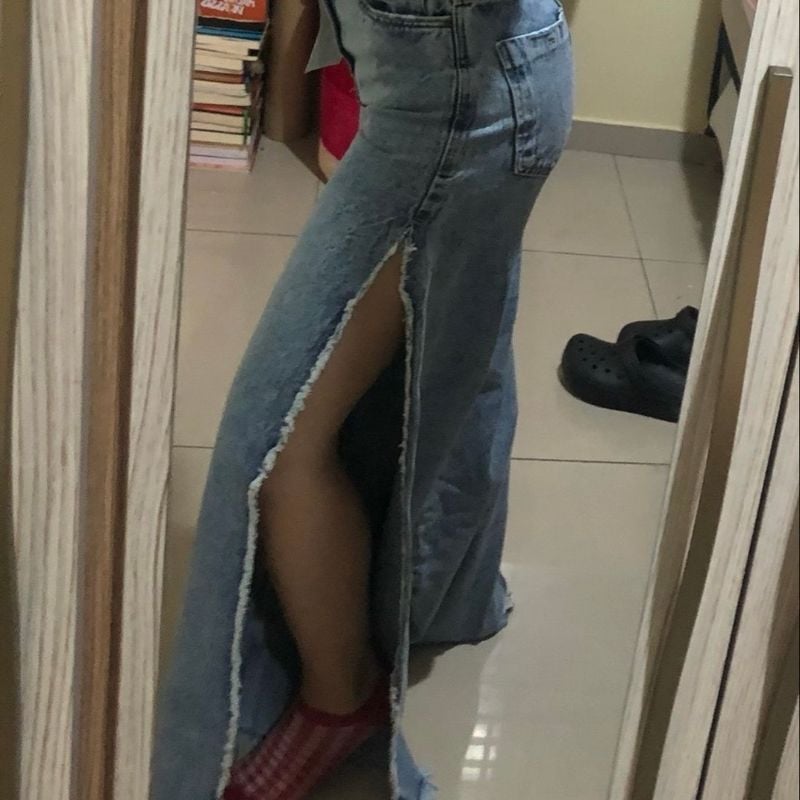 Calça com sale fenda lateral renner