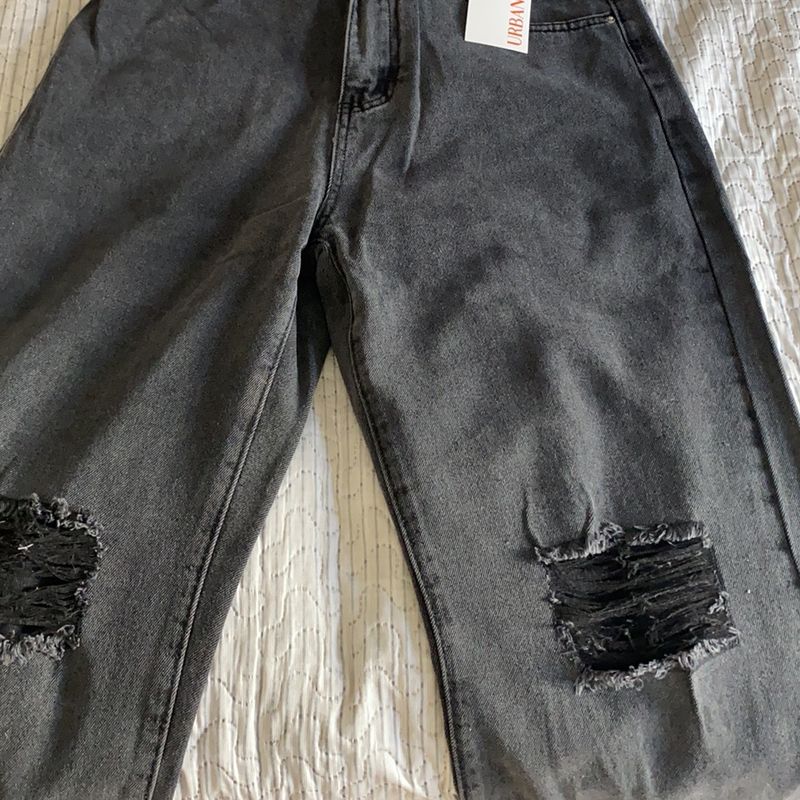 Calça Jeans Withe Leg, da Urbanic, Preto Lavado, Tamanho M, com