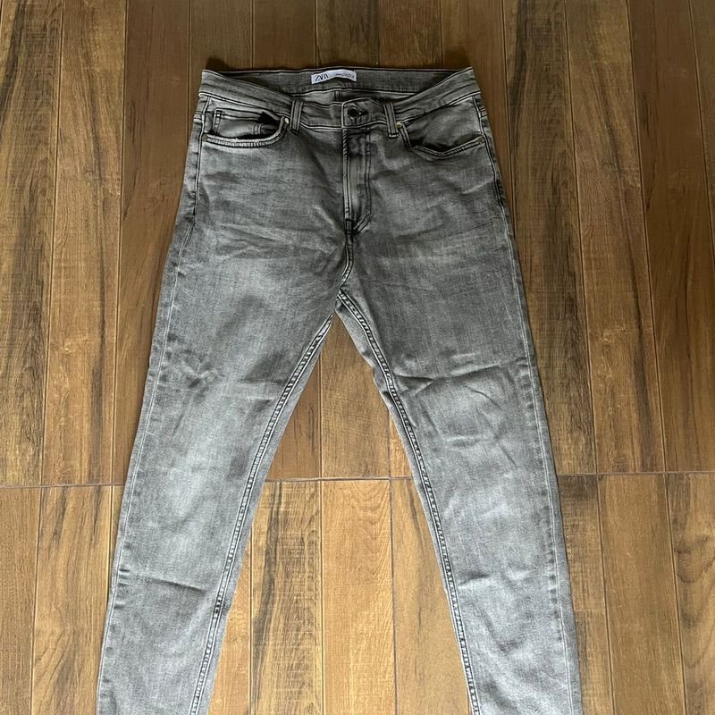Calça Jeans Zara Cinza Estonada Tamanho 44 Calça Masculina Zara