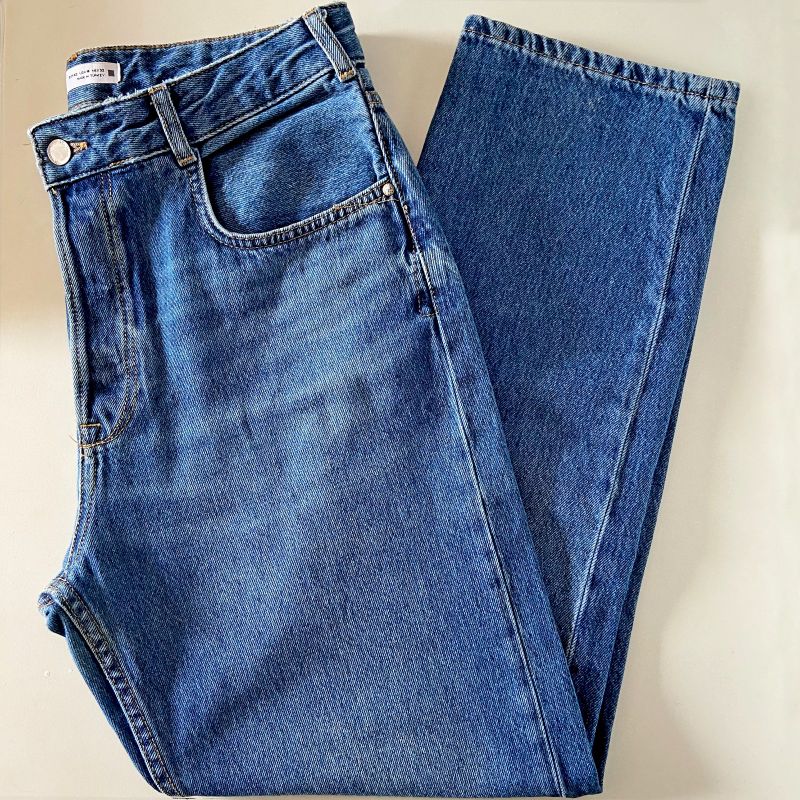 Calça Reta Jeans Cintura Alta